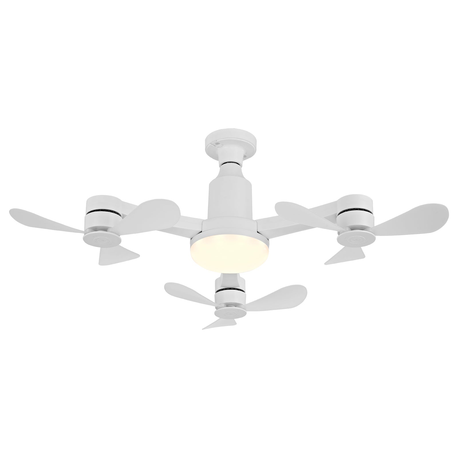 Faryuan 27 Inch Drone-Inspired Socket Fan Light with Remote, 3-Head Foldable Screw-in Ceiling Fan, 3-Color Dimmable LED & 3 Speeds, Modern Bulb Fan for Bedroom