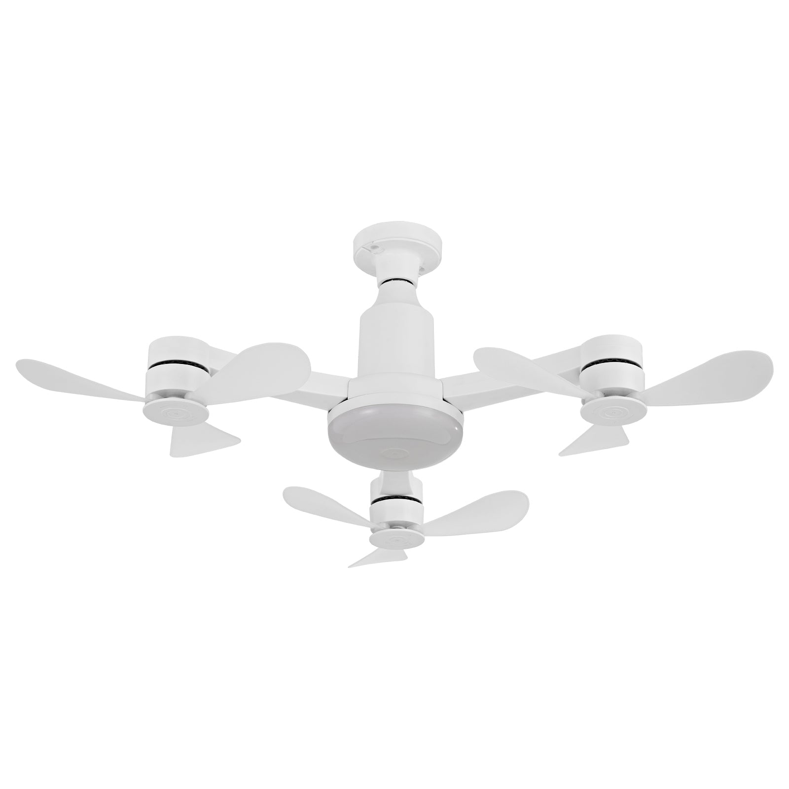 Faryuan 27 Inch Drone-Inspired Socket Fan Light with Remote, 3-Head Foldable Screw-in Ceiling Fan, 3-Color Dimmable LED & 3 Speeds, Modern Bulb Fan for Bedroom