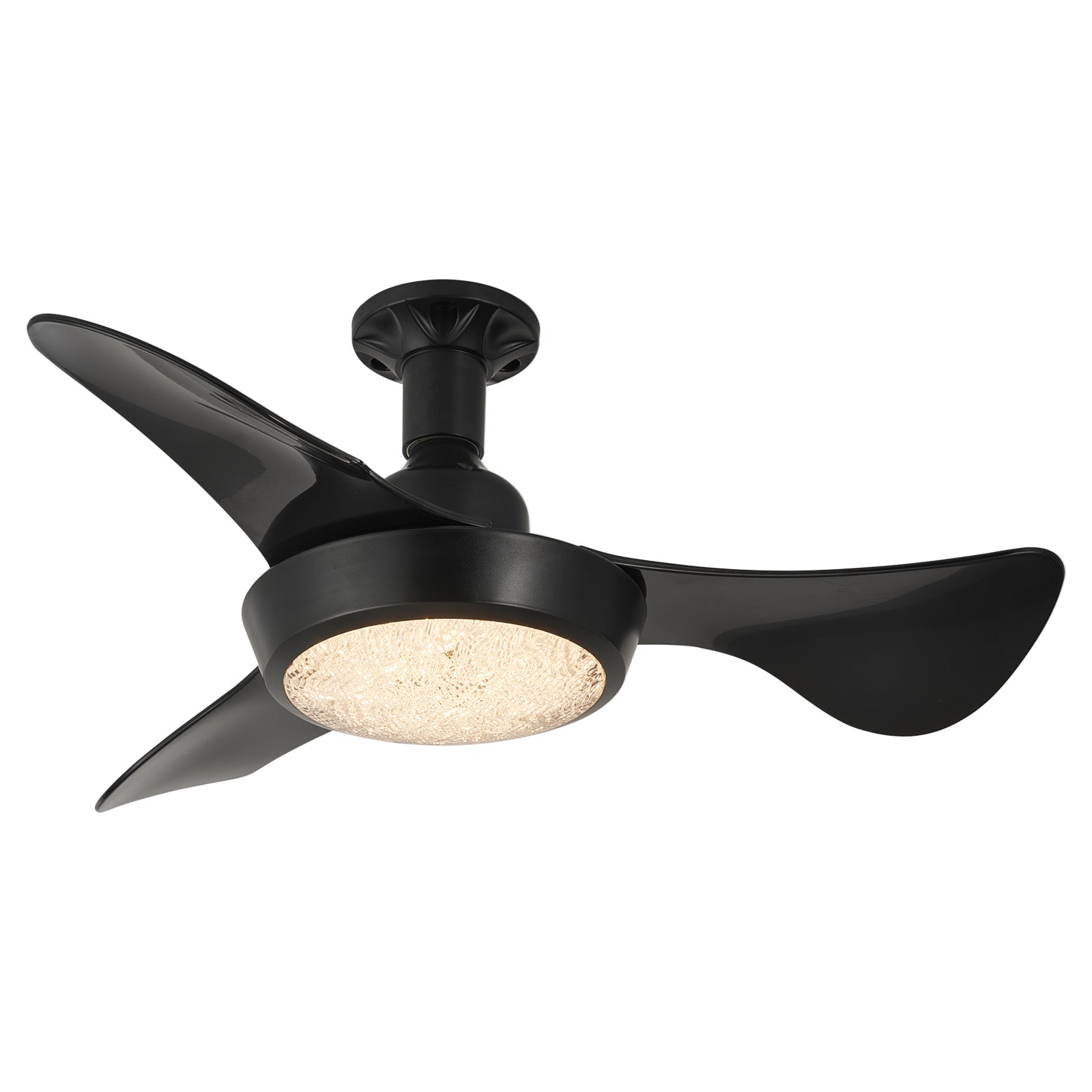 Faryuan 25'' Sleek Black Ceiling Fan with Integrated LED Light, 3-Blade Modern Design, Remote Control & Timer, 30W Dimmable Lighting
