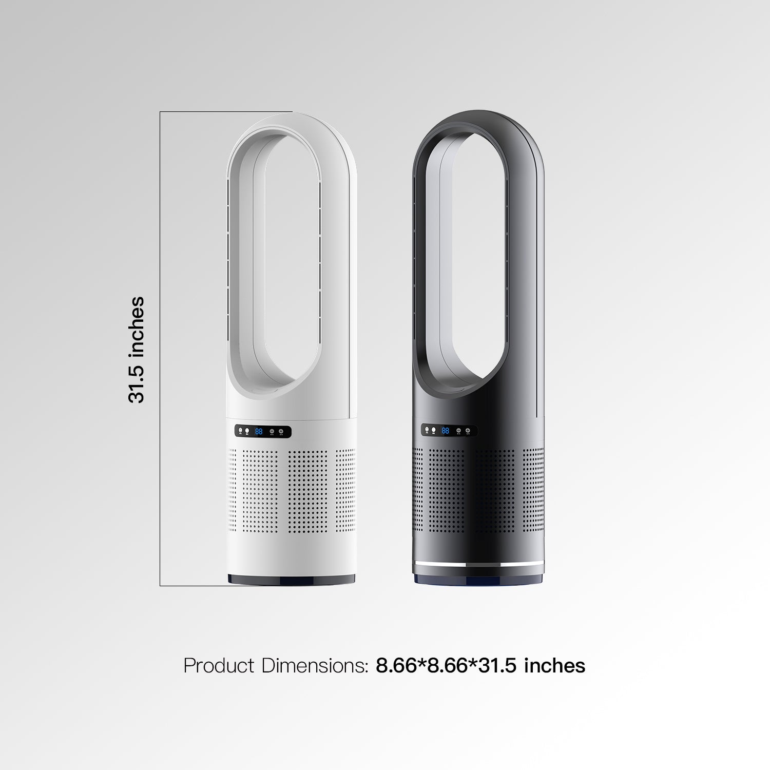 046 White Large Bladeless Tower Fan 31.5INCH/80CM Height Air Purifier Fan for Bedroom Safe for Children and Pet