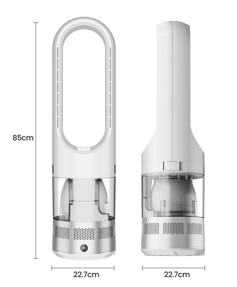 046JS White & Transparent Unique Design Humidifier & Cooler Bladeless Fan Floor Humidifying Fan Tuya