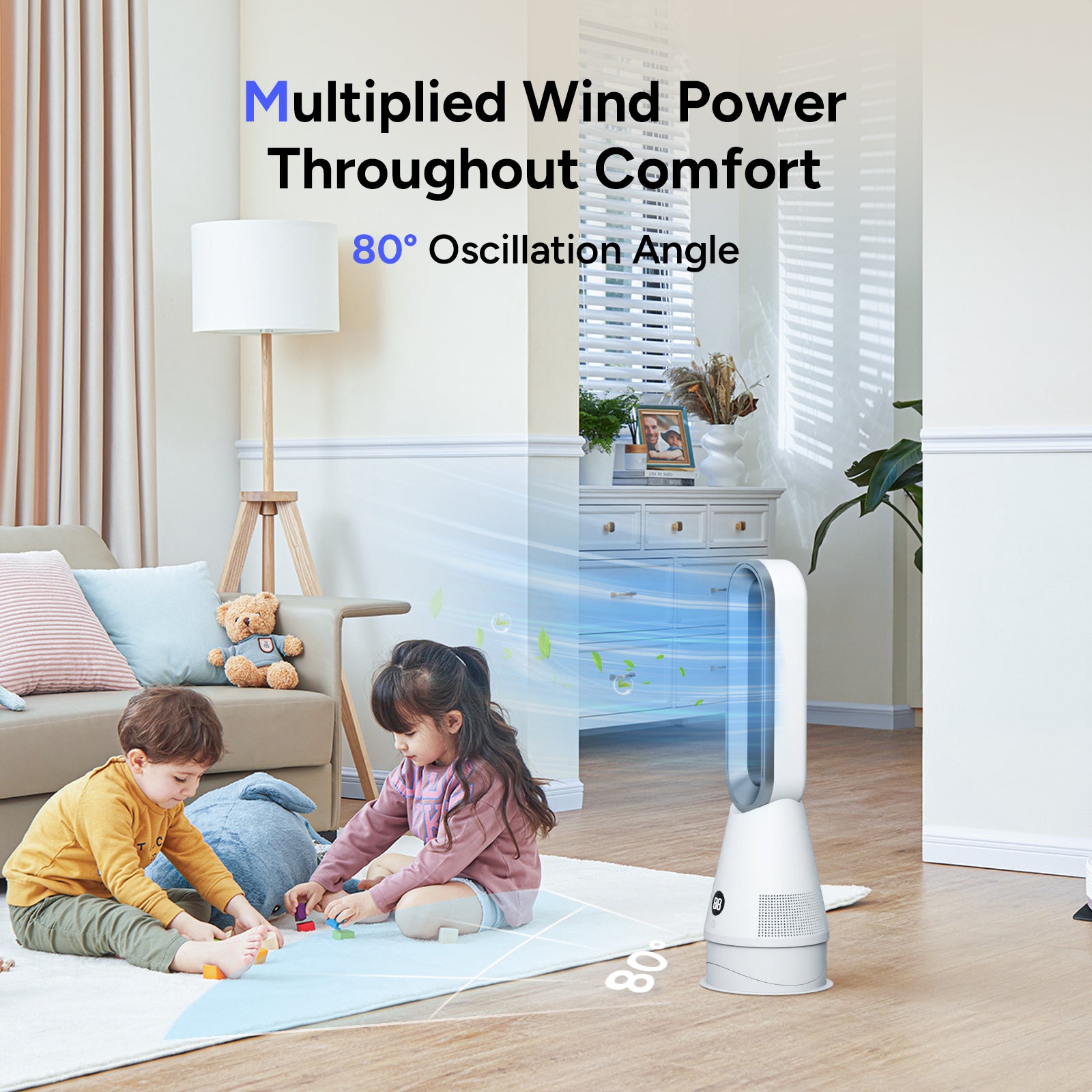 020L New Design Cooling Bladeless Fan Smart Home Tower Fan with Filter Air Purifier
