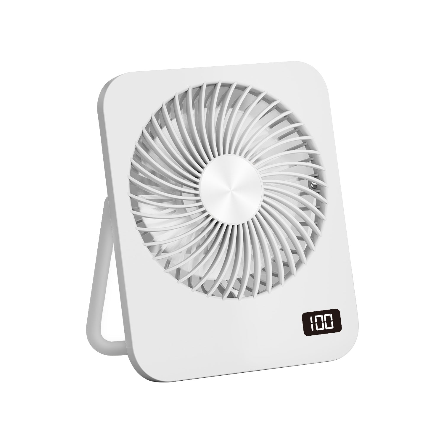 Small Desk Fan, Rechargeable Folding Personal Portable Fan, 2000maH Battery, 5 Speeds, Adjustable Mount Quiet Tabletop USB Fan for Office Outdoor Home