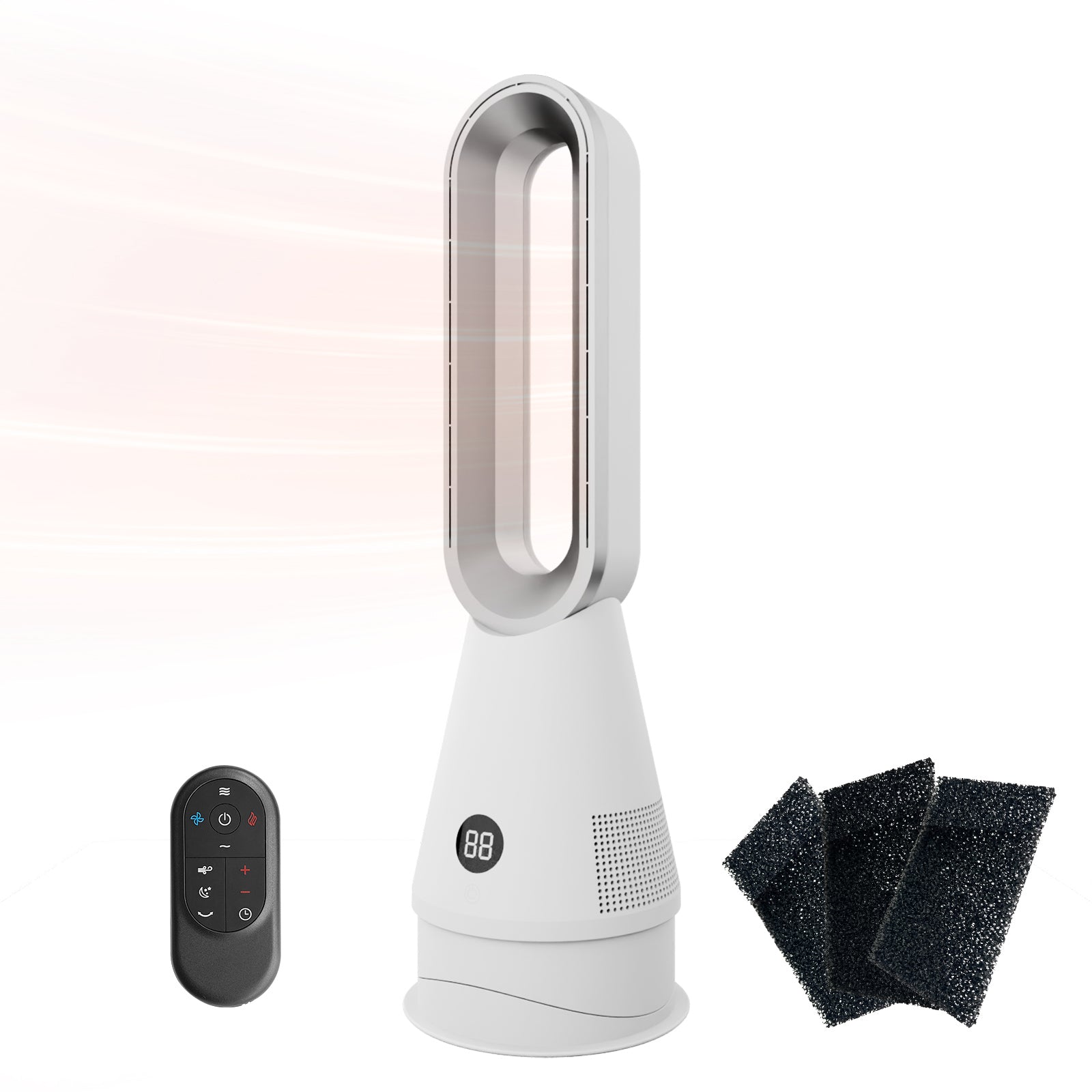 020LH Portable 3 in 1 Air Cooling and Heating Bladeless Fan With Filter Air Purifier for Home