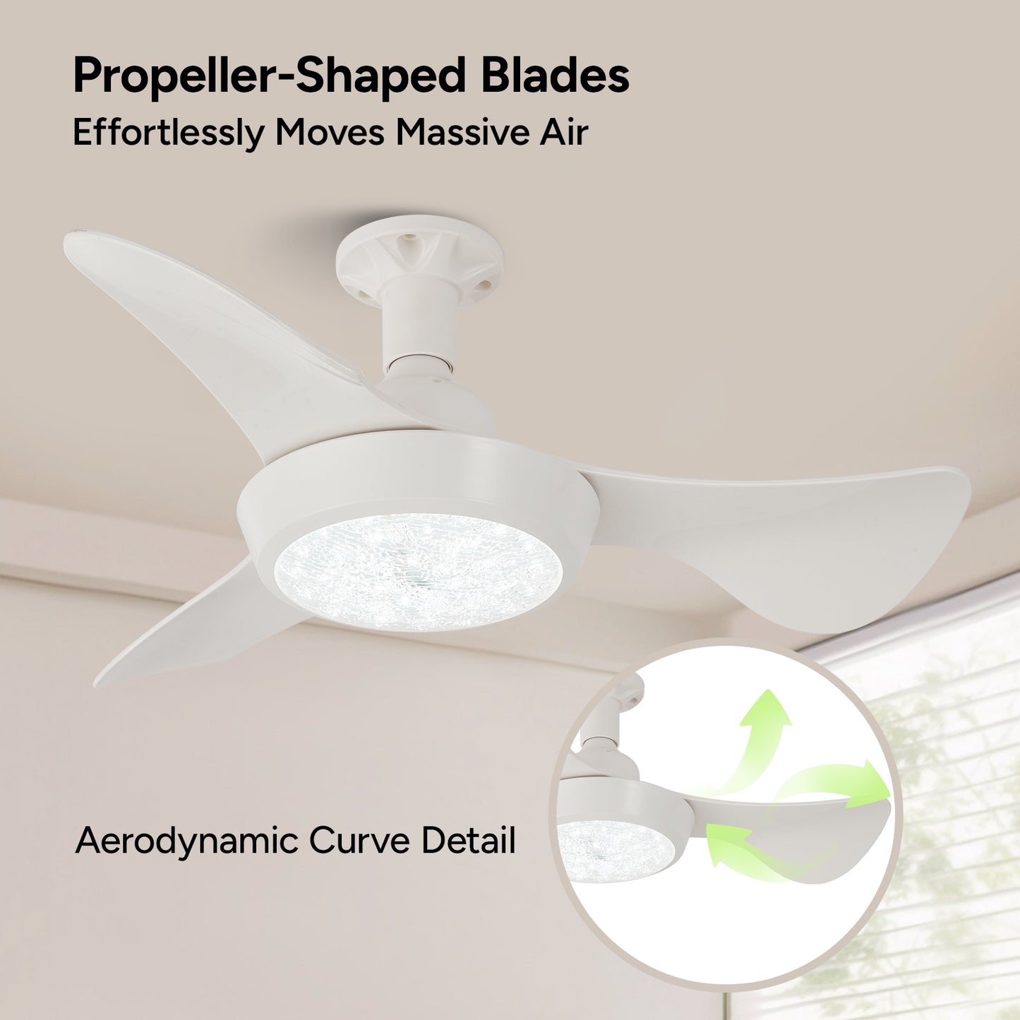 Faryuan 25" Minimalist White Ceiling Fan with LED Light