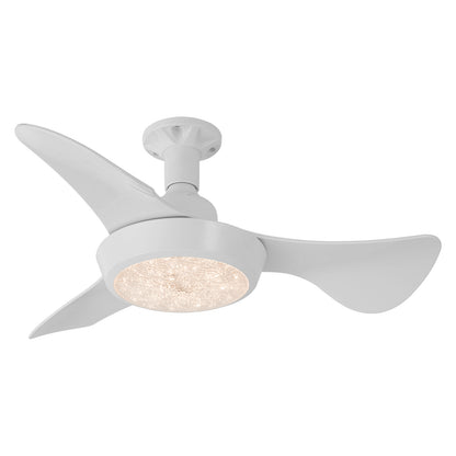 Faryuan 25" Minimalist White Ceiling Fan with LED Light, Remote Controlled Flush Mount, 3-Color Changeable, Quiet 3-Speed Fan