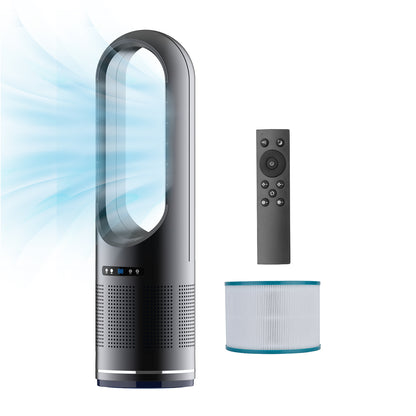 Ventilateur tour sans pales 046 de 31,5 pouces de hauteur, noir, avec filtre HEPA et purificateur d'air pour la maison et la chambre à coucher