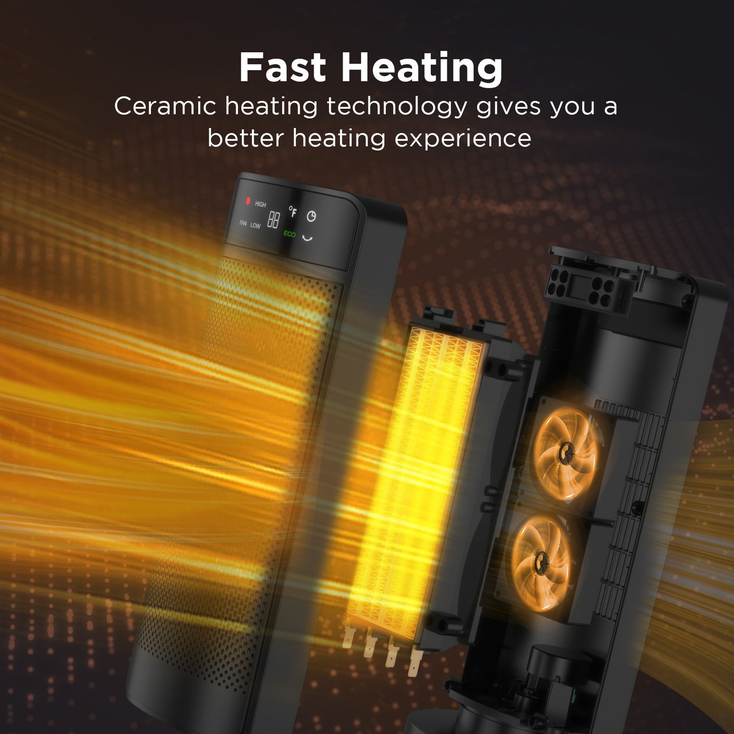Space Heaters for Indoor Use, 1500W Fast Heating Oscillating Portable Electric PTC Ceramic Heater with Thermostat, 4 Modes, Overheat Protection, 1-24h Timer, Remote for Bedroom Office