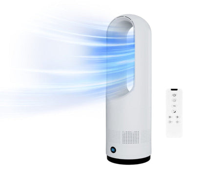 018 White Medium 56cm/22.05inches Bladeless Fan with Cooling Function Floor Fan with Remote Control