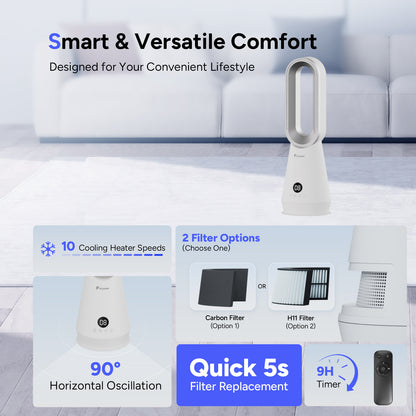 Faryuan 019L 2-in-1 Bladeless Tower Fan with H11 filter