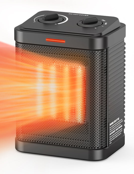 Space Heater, Portable Electric Ceramic Heater, Small Space Heater with Thermostat, 2S Fast Heating, Overheating & Tip-Over Protection, 1500W Heater for Indoor Use, Office, Home