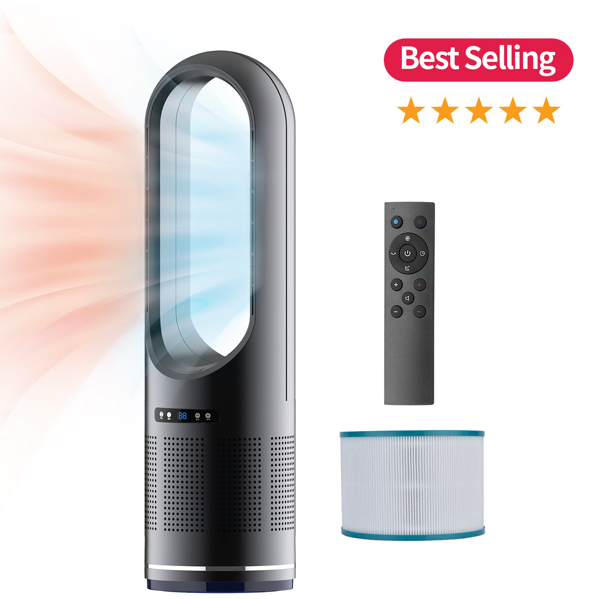 3-in-1 Bladeless Tower Fan & Space Heater (31.5