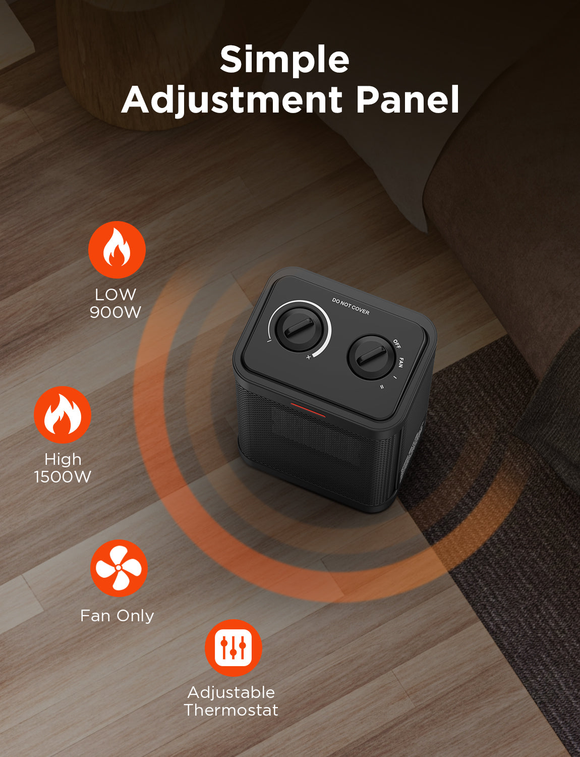 Space Heater, Portable Electric Ceramic Heater, Small Space Heater with Thermostat, 2S Fast Heating, Overheating & Tip-Over Protection, 1500W Heater for Indoor Use, Office, Home