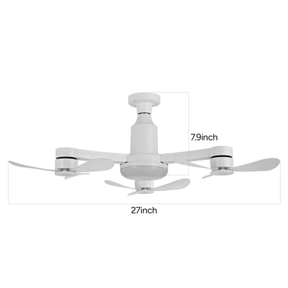 Faryuan 27 Inch Drone-Inspired Socket Fan Light with Remote, 3-Head Foldable Screw-in Ceiling Fan, 3-Color Dimmable LED & 3 Speeds, Modern Bulb Fan for Bedroom