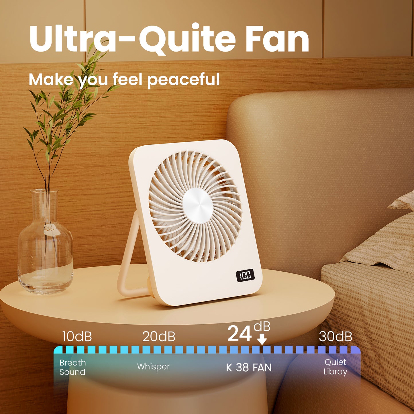 Petit ventilateur de bureau, rechargeable, pliable, portable, batterie 2000 mAh, 5 vitesses, support réglable, silencieux, USB, pour bureau, extérieur, maison