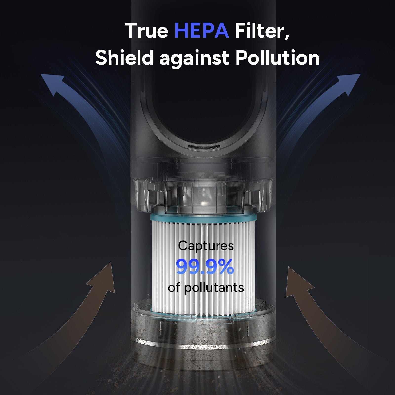 Ventilateur tour sans pales 046 de 31,5 pouces de hauteur, noir, avec filtre HEPA et purificateur d'air pour la maison et la chambre à coucher