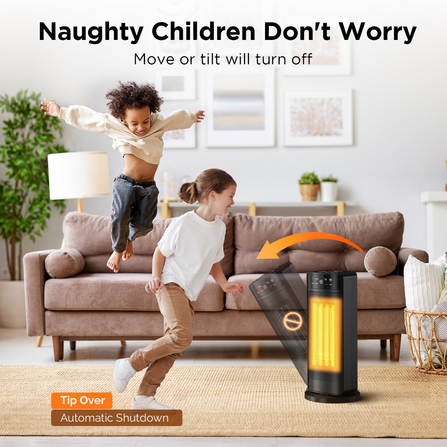 Space Heaters for Indoor Use, 1500W Fast Heating Oscillating Portable Electric PTC Ceramic Heater with Thermostat, 4 Modes, Overheat Protection, 1-24h Timer, Remote for Bedroom Office
