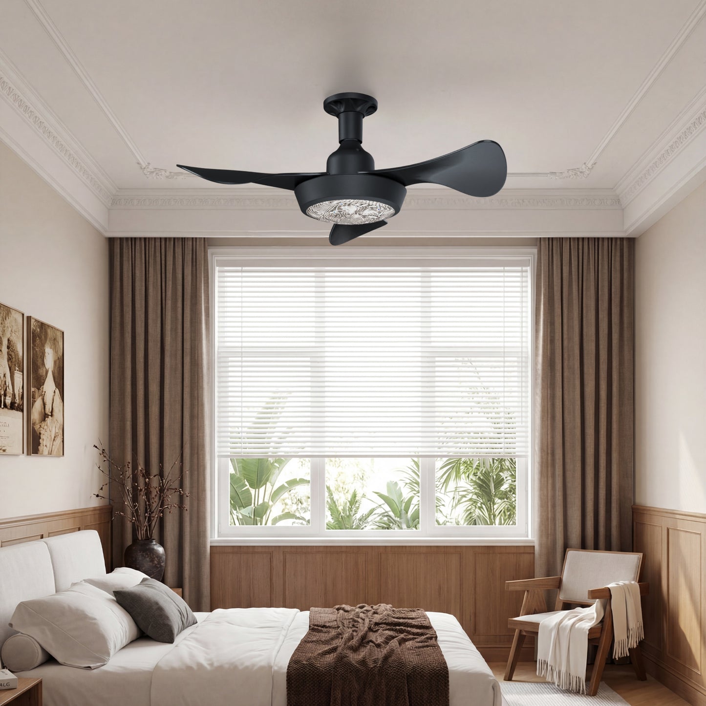 Faryuan 25'' Black Ceiling Fan with Integrated LED Light