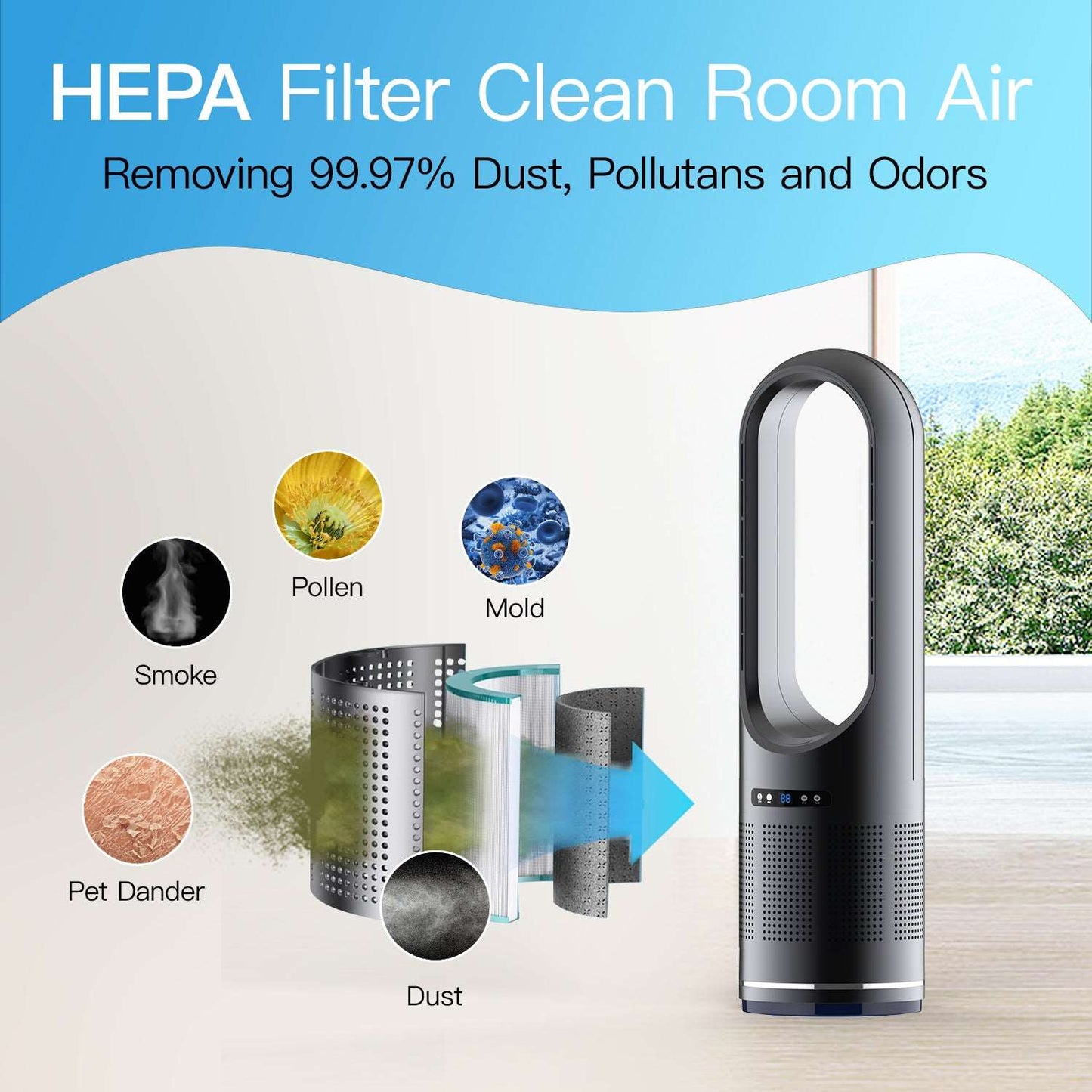 bladeless fan with hepa filter