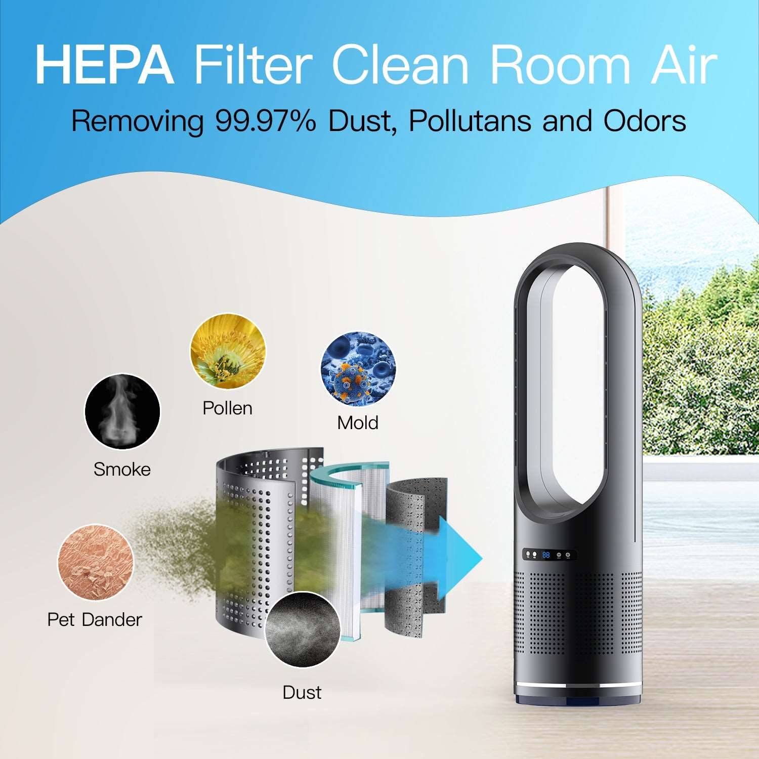 bladeless fan with hepa filter