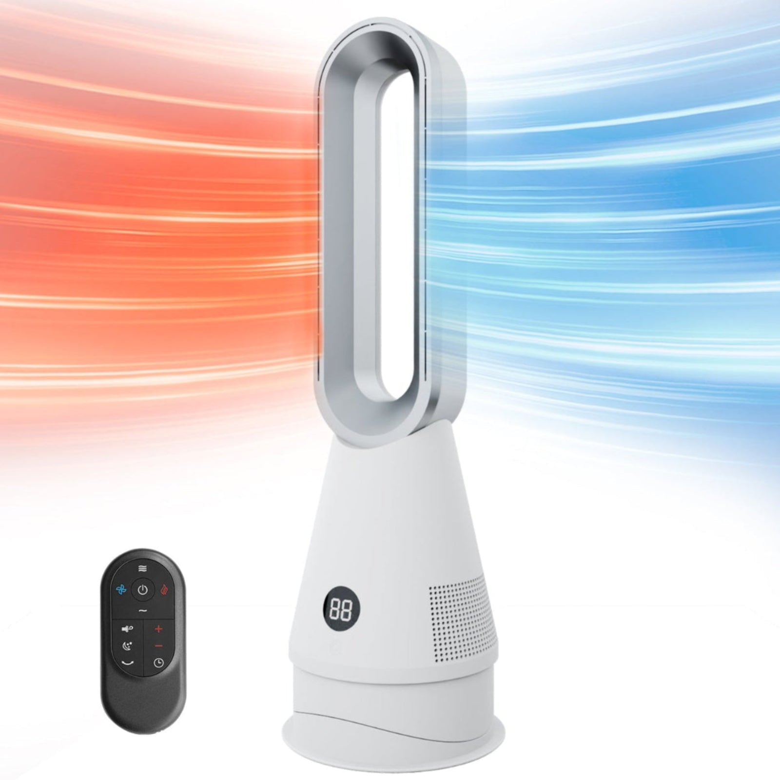 020LH Grey Red High Quality Noiseless Safety Air Cooler and Heater Bladeless Fan with Air Purifier Tower Fan